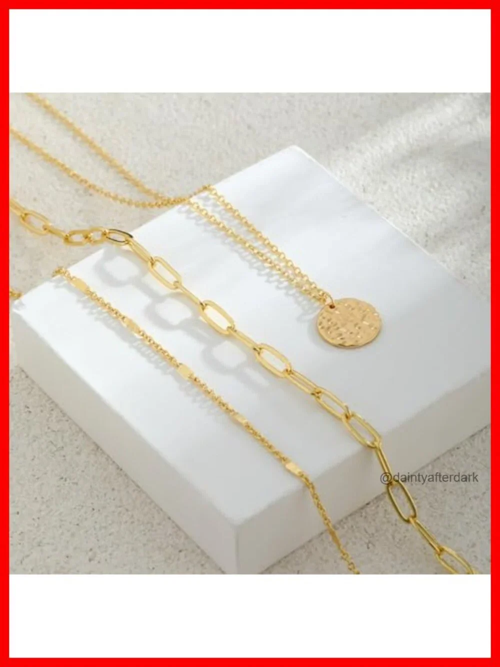 14K Gold Plated Necklace Set, 3 Piece Layered Dainty Adjustable Gold Necklace